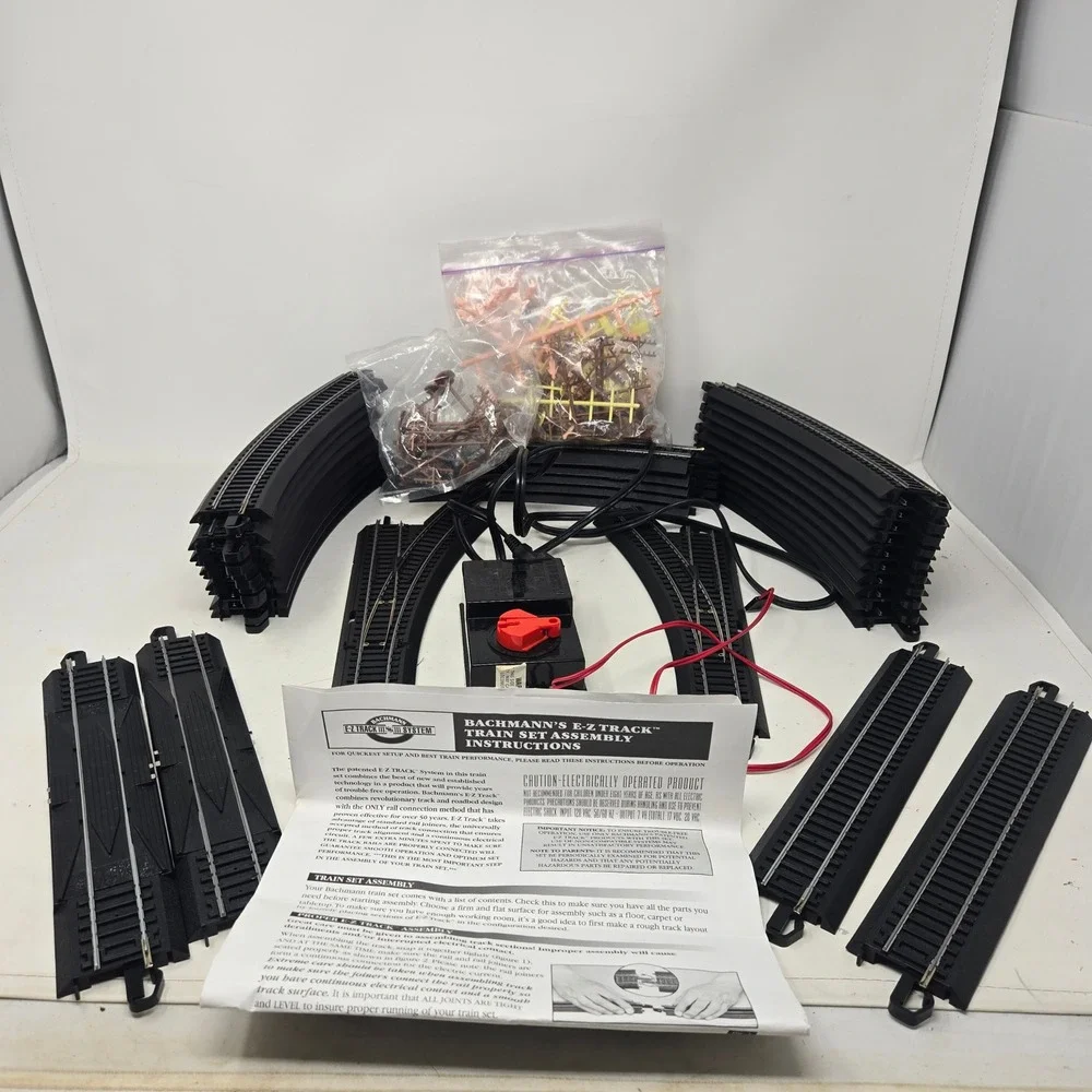 Bachmann E-Z Track System Train Set Track Transformer Model 6607 Turnouts Lot